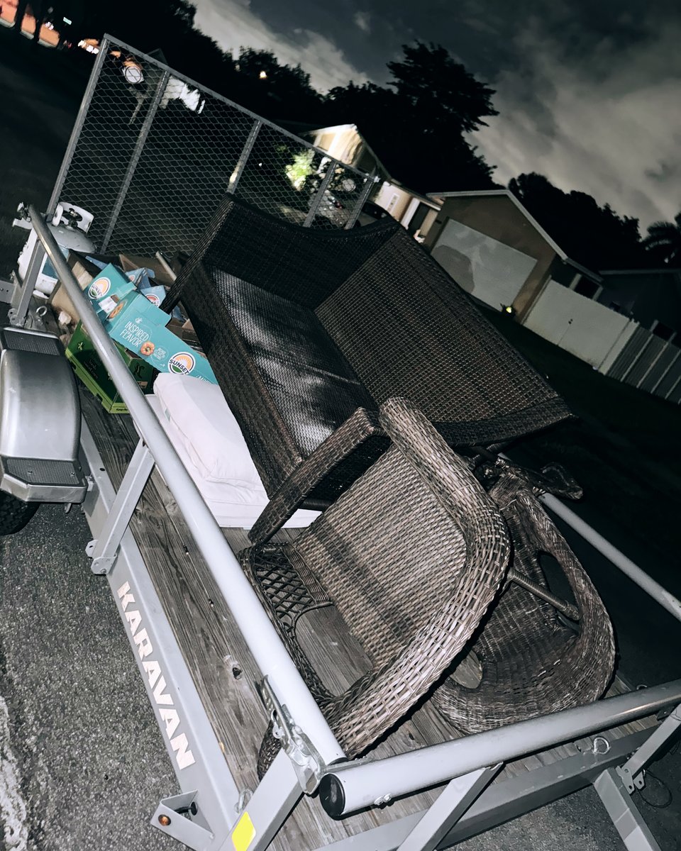 Loaded trailer with patio furniture